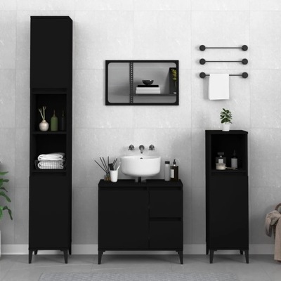 vidaXL Zestaw 3 szafek łazienkowych, czarny, materiał drewnopochodny, 31855