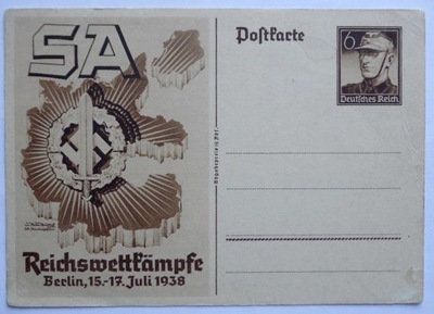 III Rzesza kartka pocztowa, SA Reichswettkampfe Berlin 15-17.Juli 1938