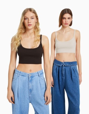 BERSHKA DWUKOLOROWY TOP 2PACK (XS)