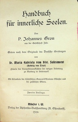 Hanbuch fur innerliche Seelen 1910 r.