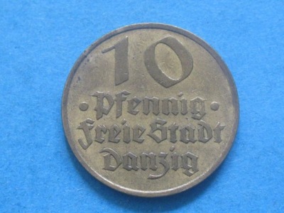 nr99 Gdańsk Moneta 10 Pfennig 1932 WMG ładny stan