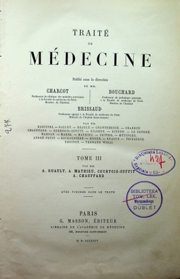 traite de medecine tome III 1894 r.