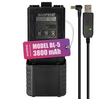 Bateria Do Baofeng UV-5R 3800 mAh (BL-5L) + kabel do ładowania