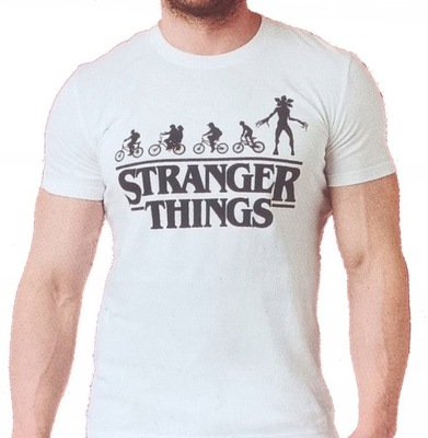 KOSZULKA MĘSKA Stranger Things Biała T-Shirt M