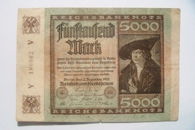 Banknot Niemcy 5000 Marek 1922 r.