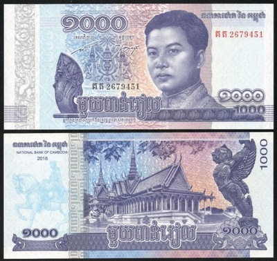 $ Kambodża 1000 RIELS P-67 UNC 2016