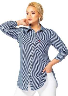 Koszula Plus size w stylu marynarskim z kieszonką 50