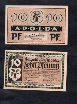 KOLEKCJA NIEMCY -- APOLDA -- 1921 rok, 2 sztuki