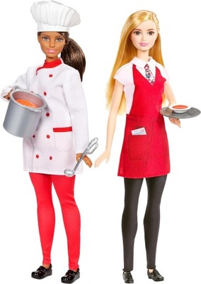 Barbie FCP66 Lalki kucharka z kelnerką akcesoria