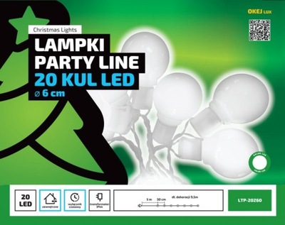 Lampki girlanda 20 LED multikolor żarówki OKEJ