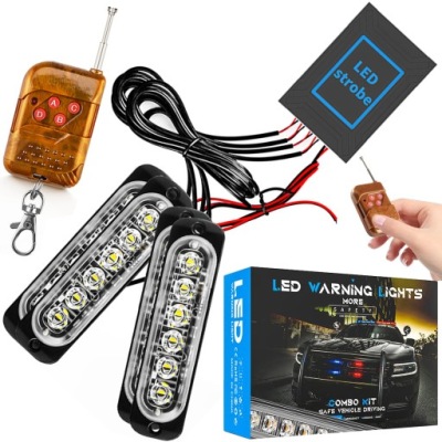 4x 6led лампа помаранчева błyskowa попереджувальна pilot stroboskop programy фото №1