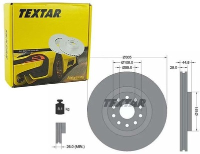 TEXTAR ДИСКИ ТОРМОЗНЫЕ ТОРМОЗНЫЕ ПЕРЕД 92115800