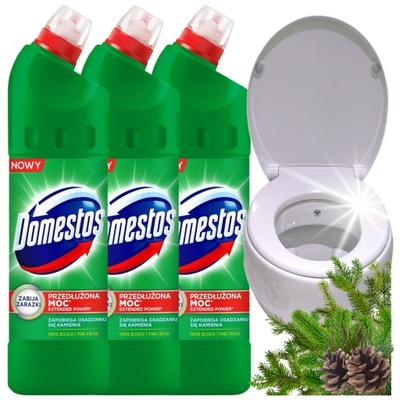 Domestos płyn do wc Extended Pine Żel do WC Toalety 3 x 0,75L