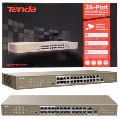 Switch Tenda TEF1126P-24-250W niezarządzalny przełącznik PoE