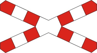 Znak drogowy G-3 G3 krzyż Św Andrzeja kolejowy odblask