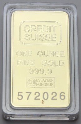 Sztabka Złota 1 Uncja Credit Suisse 999,9