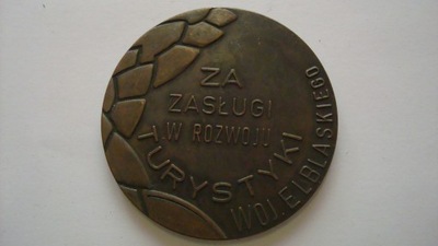Medal Za zasługi dla turystyki woj Elbląskiego brąz 6 cm