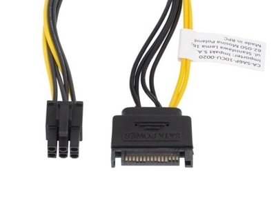 KABEL ZASILAJĄCY WEWNĘTRZNY SATA DO PCI-E 6 PIN