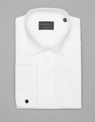 Koszula na spinki biała classic 00280 188/194 45