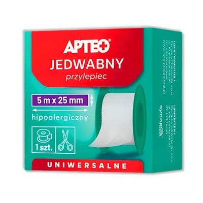 Przylepiec jedwabny 5m x 25 mm Apteo, hipoalergiczny 1 szt.