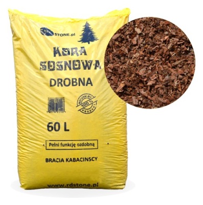 Kora sosnowa sortowana DROBNA 60 l przesiewana