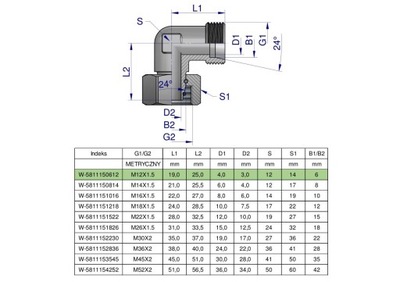 CIGÜEÑA HYDRAULICZNE METRYCZNE AB M12X1.5 06L (XEVW) WARYNSKI ( SPRZEDAWANE  