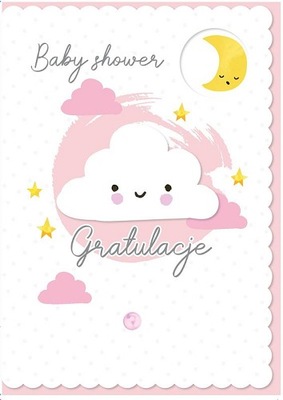 Kartka z życzeniami na Baby Shower różowa DK836