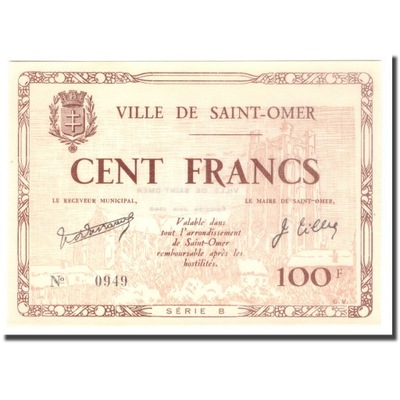 Francja, 100 Francs, 1940, 1940, SAINT OMER, UNC(6