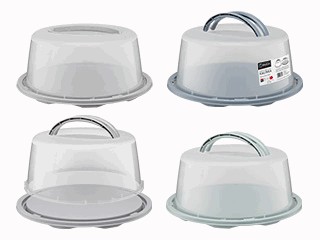 POJEMNIK OKRĄGŁY NA CIASTO KALINKA SZARY