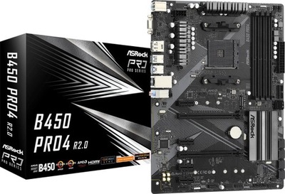 PŁYTA GŁÓWNA AM4 ASRock B450 PRO4 R2.0 ATX DDR4 HDMI USB 3.2 6x SATA 2x M.2