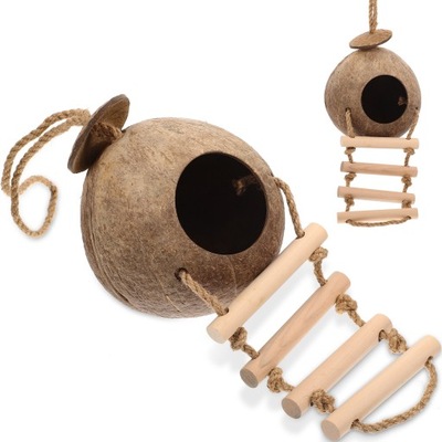 Zabawka w kształcie drabinki dla chomika w łupinie kokosa