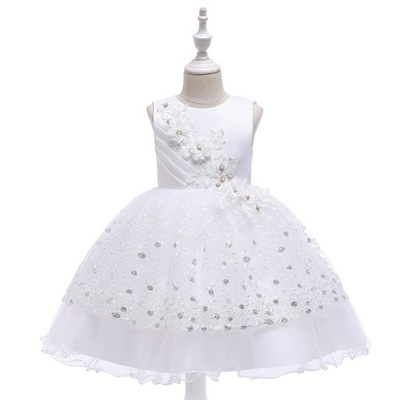 sukienka księżniczki z kwiatową siatką z pereł 3B1