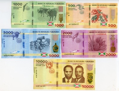 BURUNDI 500 1000 2000 5000 10000 FRANKÓW 2018 / 2021 UNC 5 BANKNOTÓW