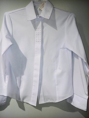 Elegancka bluzka biała koszula kołnierzyk JANTEX r. 152