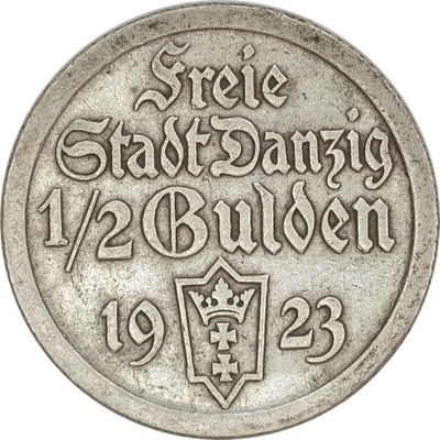 2.hi.WM GDAŃSK, 1/2 GULDENA 1923 KOGA