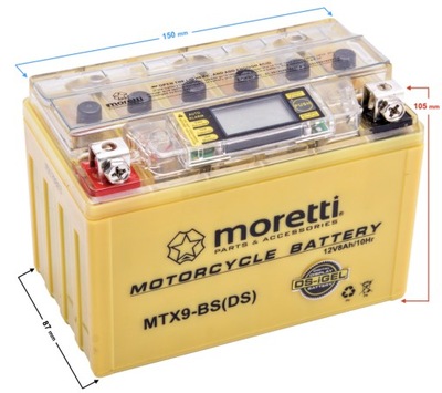 АККУМУЛЯТОР MORETTI AGM (I-GEL) MTX9-BS ZE WSKAŹNIKIEM