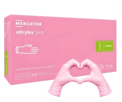 Rękawiczki Nitrylowe Pink roz. S 100szt. Mercator