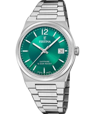 Zegarek damski Festina Swiss Made Zielona tarcza