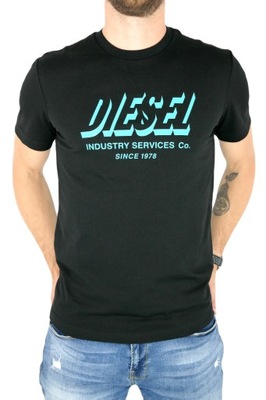DIESEL T-shirt męski TDSL42 czarny z nadrukiem L