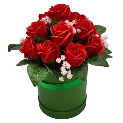 Flowerbox Kompozycja Kwiatowa na Prezent Kwiaty Mydlane Bukiet Róż 28 cm