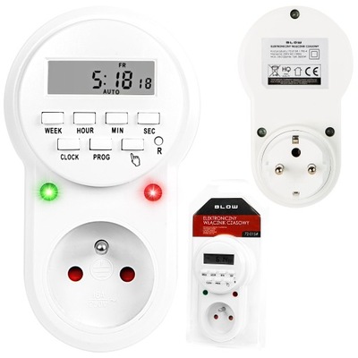 PROGRAMATOR CZASOWY DO GNIAZDKA TIMER WYŁĄCZNIK LCD CYFROWY 16 USTAWIEŃ
