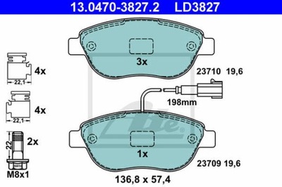 КОЛОДКИ ТОРМОЗНЫЕ ПЕРЕД ATE 13.0470-3827.2