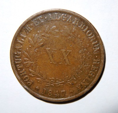 PORTUGALIA 20 REIS 1847 MARIA II