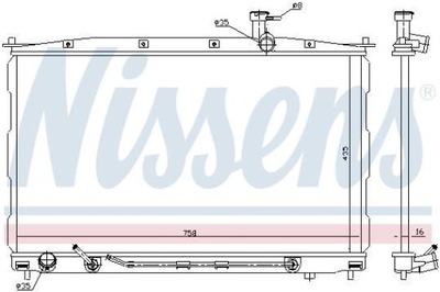 A96078 NISSENS РАДИАТОР ДВИГАТЕЛЯ ПОДХОДИТ DO: HYUNDAI SANTA FÉ II 2.2D/2.7 0