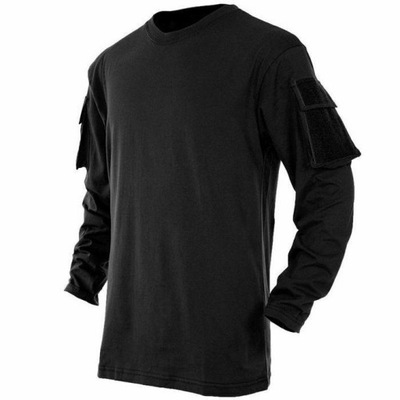 Koszulka z długim rękawem bawełna MFH Long Sleeve z kieszeniami Czarna S