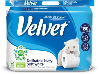 Velvet Papier Toaletowy DELIKATNIE BIAŁY 12 rolek