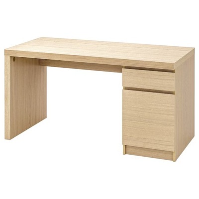 MALM biurko z szafką 140x65 cm DĄB IKEA