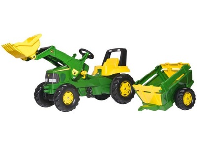 OS - TRAKTOR ROLLY JUNIOR JOHN DEERE Z ŁYŻKĄ I PRZYCZEPĄ