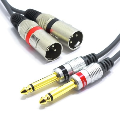 KABEL 2x XLR MĘSKI- 2x JACK 6,3 MONO 3m VITALCO