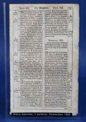 BIBLIA GDAŃSKA, 2 wydanie, 1660, karta